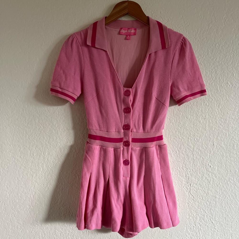 Sugar Thrillz Barbie Pink Ribbed Romper